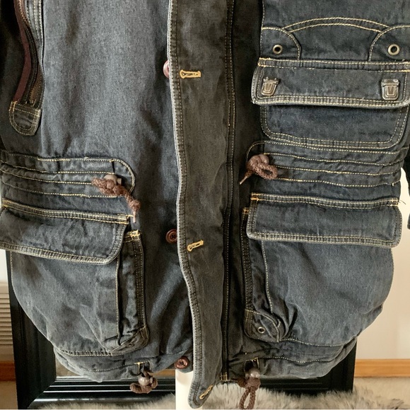 MASSIMO DUTTI Heavy Lined Long Denim Coat - Picture 4 of 14